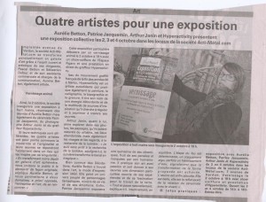 Exposition d'art contemporain Actimetal, article de presse du 29 septembre 2015