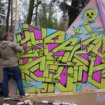 Peinture graffiti réalisée en live lors du Chill Up Festival à la Pépinière de Nancy par Hyperactivity Rocks, 2016