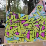 Peinture graffiti réalisée en live lors du Chill Up Festival à la Pépinière de Nancy par Hyperactivity Rocks, 2016