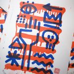 "Hieroglyphics" impression artisanale d'estampes en sérigraphie Hyperactivity Rocks, 2016