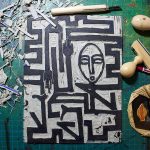 "Sauvage" impression artisanale d'estampes à partir d'une linogravure, par Hyperactivity Rocks 2016