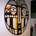 "Oro Nero", Peinture inspirée des arts premiers, masque africain, décoration restaurant africain DNM, Nancy, par Hyperactivity rocks 2016