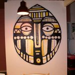 "Oro Nero", Peinture inspirée des arts premiers, masque africain, décoration restaurant africain DNM, Nancy, par Hyperactivity rocks 2016