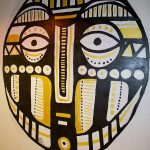 "Oro Nero", Peinture inspirée des arts premiers, masque africain, décoration restaurant africain DNM, Nancy, par Hyperactivity rocks 2016