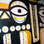 "Oro Nero", Peinture inspirée des arts premiers, masque africain, décoration restaurant africain DNM, Nancy, par Hyperactivity rocks 2016