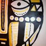 "Oro Nero", Peinture inspirée des arts premiers, masque africain, décoration restaurant africain DNM, Nancy, par Hyperactivity rocks 2016