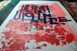"Ultraviolence", sérigraphie artisanale imprimée à 12 exemplaires par Hyperactivity Rocks