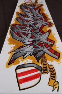 "Non Inultus Premor", graffiti sur toile 90x30cm par Hyperactivity