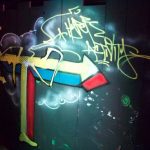 Graffiti "Resist !" peint pendant la soirée organisée par Foremost à LNVRS qui accueillait Josh Wink