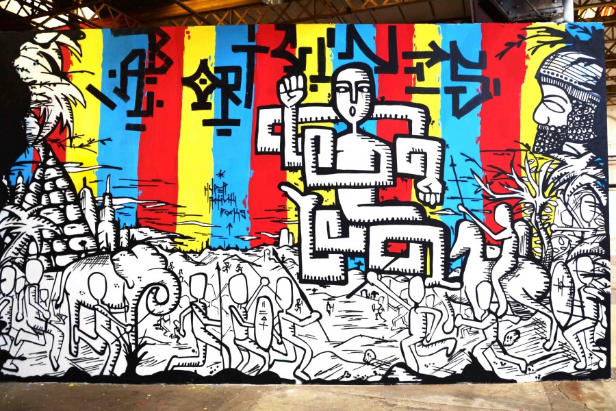 "Ab Origines" Fresque réalisée par Hyperactivity lors de la Big Jam à Nancy le 27 et 28 juillet 2015