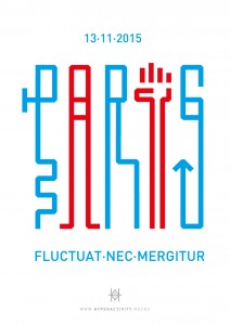 Paris 13-11-2015 fluctuat nec mergitur, composition typographique en hommage aux victimes des attentats à Paris le 13 novembre 2015