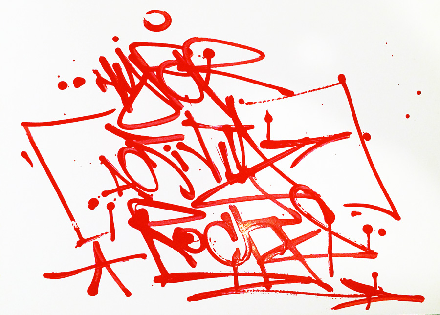 One Line, handstyle, tag "Hyperactivity Rocks"