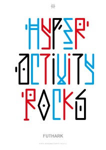 Travail typographique inspiré par l'alphabet runique ou "futhark".