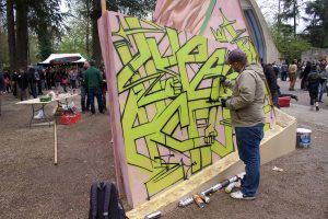 Peinture graffiti réalisée en live lors du Chill Up Festival à la Pépinière de Nancy par Hyperactivity Rocks, 2016