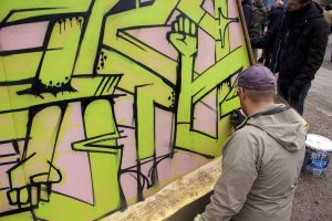 Peinture graffiti réalisée en live lors du Chill Up Festival à la Pépinière de Nancy par Hyperactivity Rocks, 2016