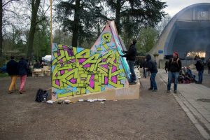 Peinture graffiti réalisée en live lors du Chill Up Festival à la Pépinière de Nancy par Hyperactivity Rocks, 2016