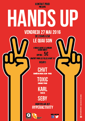 Graffiti Live Act de l'artiste Hyperactivity lors de la soirée Hands Up au Quai Son à Nancy le 27 mai 2016