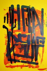 "Hands Up" impression artisanale de 7 estampes en sérigraphie 3 couleurs, tirage limité par Hyperactivity Rocks 2016