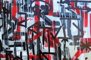 "Humans versus Robots", peinture abstraite par Hyperactivity Rocks 2016