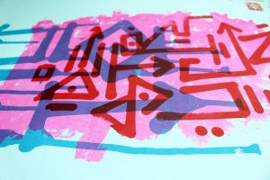 "Autodestruction", sérigraphie artisanale, estampe imprimée par Hyperactivity Rocks