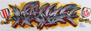 "Non Inultus Premor", graffiti sur toile 90x30cm par Hyperactivity