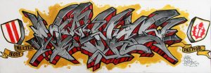 "Non Inultus Premor", graffiti sur toile 90x30cm par Hyperactivity