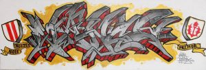 "Non Inultus Premor", graffiti sur toile 90x30cm par Hyperactivity