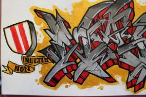 "Non Inultus Premor", graffiti sur toile 90x30cm par Hyperactivity