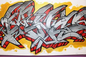 "Non Inultus Premor", graffiti sur toile 90x30cm par Hyperactivity