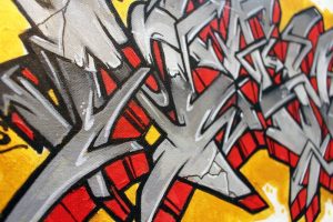 "Non Inultus Premor", graffiti sur toile 90x30cm par Hyperactivity